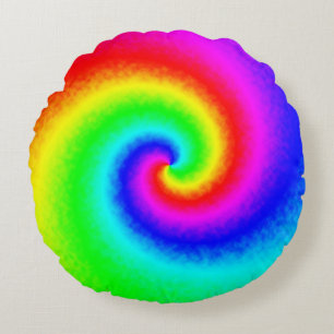 Farbige Tie Dye Regenbogen Wirbel Hippie Boho Schi Rundes Kissen