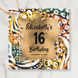 Farbige Tierausdruck 16. Geburtstag Personalisiert Geschenkanhänger