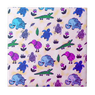 Farbige Tierausdrucke Fliese