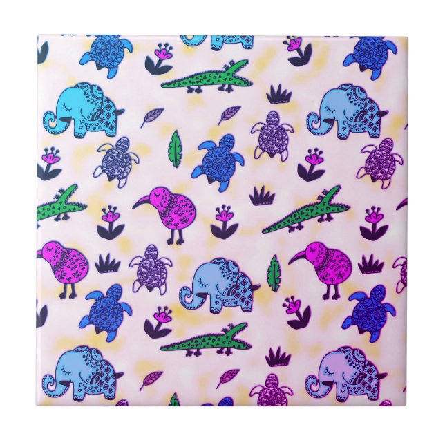 Farbige Tierausdrucke Fliese (Vorderseite)