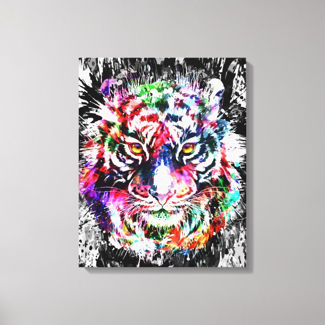 Farbige Tiger Canvas | Big Tiger Art Print Leinwanddruck (Vorderseite)