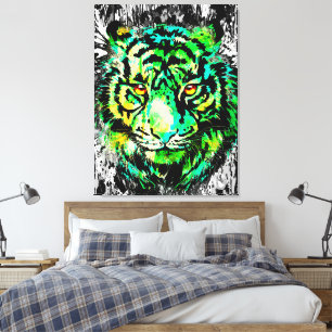 Farbige Tiger Canvas   Tiger Art Leinwanddruck
