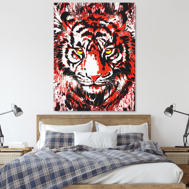 Farbige Tiger Canvas | Tiger Art Leinwanddruck (Insitu (Schlafzimmer))