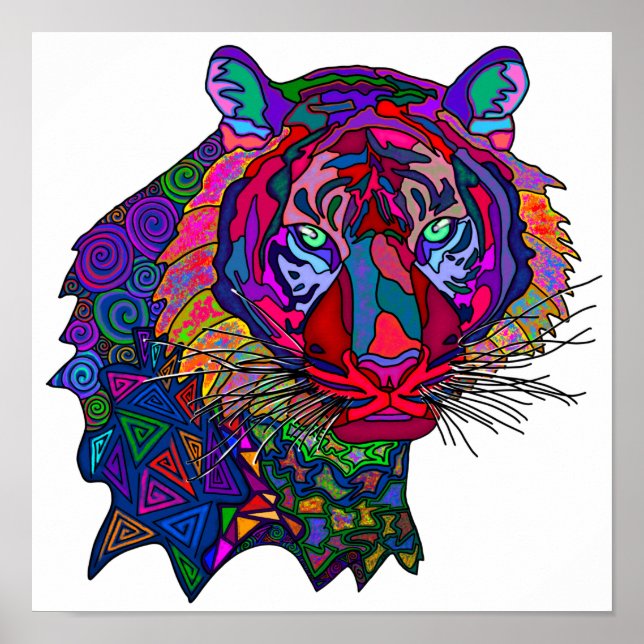 Farbige Tiger Print Poster (Vorne)