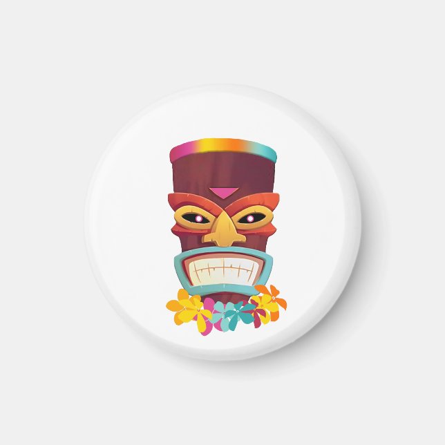 Farbige Tiki und Blume Magnet (Vorne)