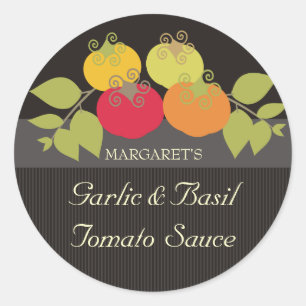 Farbige Tomaten/Paradeiser Basispensum-Etiketten L Runder Aufkleber