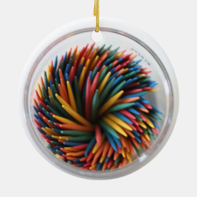 Farbige Toothpicks-Verzierung Keramik Ornament (Hinten)
