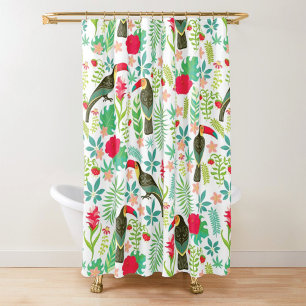 Farbige toskanische Vögel und tropische Blume Duschvorhang