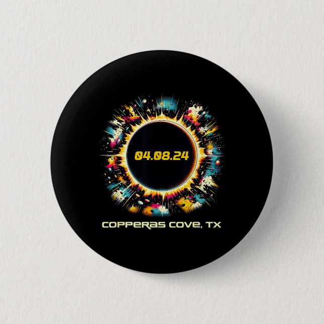 Farbige totale Sonnenfinsternis Copperas Cove Texa Button (Vorderseite)