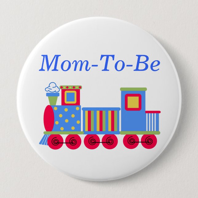 Farbige Train Baby Shower Mommy Button Taste (Vorderseite)