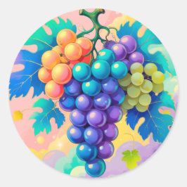 Farbige Trauben für den Sommer Runder Aufkleber