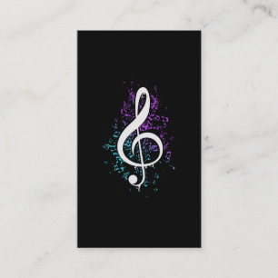 Farbige Treble Clef Musical Notizen Kunst Visitenkarte