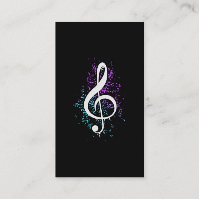 Farbige Treble Clef Musical Notizen Kunst Visitenkarte (Vorderseite)