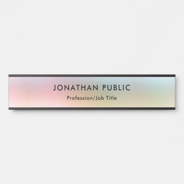 Farbige Trendy Elegante Moderne Vorlage Türschild (Vorderseite )