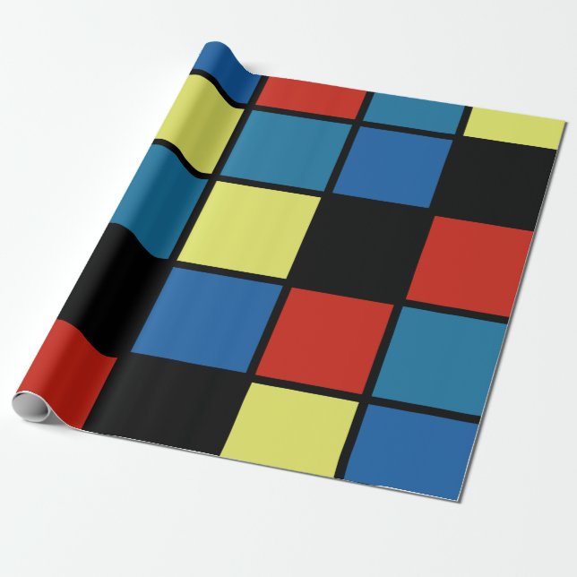 Farbige, trendy Tiles Blue Yellow Red Geschenkpapier (Ungerollt)