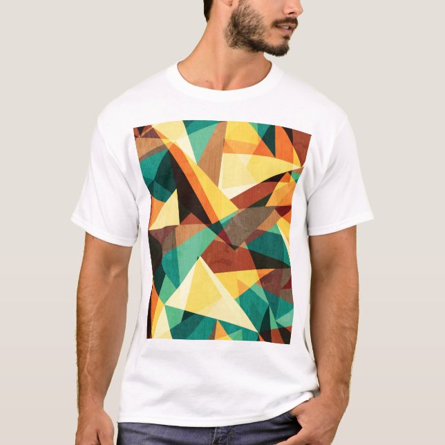 Farbige Triangle-Holzeffekt-Textur T-Shirt (Vorderseite)