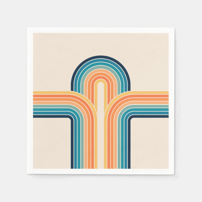 Farbige Triple-Retro-Arkaden Serviette (Vorderseite)