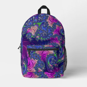 Farbige Trippy Boho Juwel Ton Regenbogen Fraktal Bedruckter Rucksack