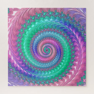 Farbige Trippy Funky Juwel-Ton-Spiral-Fraktal Puzzle