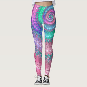 Farbige Trippy Funky Juwel-Ton Spiralfraktal Leggings
