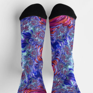 Farbige Trippy Groovy Digitale Abstrakte Fraktal Socken