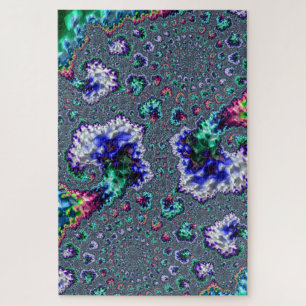 Farbige Trippy Groovy Spirale Abstracte Fraktal Ji Puzzle