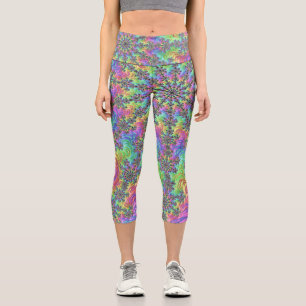 Farbige Trippy Lebendige Groovy-Fraktal-Explosion Capri Leggings