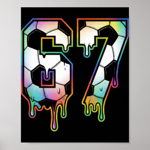 Farbige tropfende 67-Uni-Nummer-Fußball-Halfton Poster