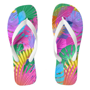 Farbige tropische Blätter ID575 Flip Flops