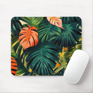 Farbige tropische Blätter und Hibiskusblüten   Mousepad