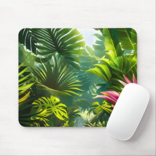 Farbige tropische Blätter und Hibiskusblüten   Mousepad