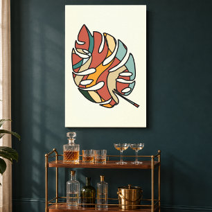 Farbige tropische Blattleinwand Mid Century Bota Leinwanddruck