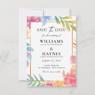 Farbige tropische Blumen-Save-the-Date-Karte Save The Date
