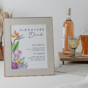 Farbige tropische Blumen   Signature-Drinks Poster