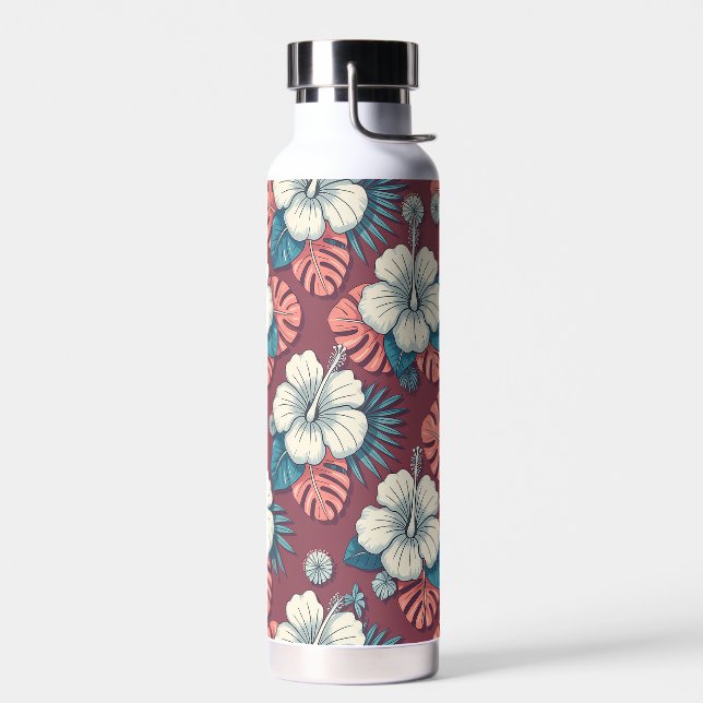 Farbige tropische Blumen Trinkflasche (Links)