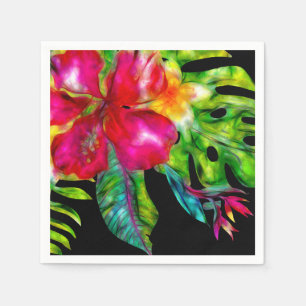 Farbige tropische Hibiskus-Blätter Serviette