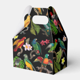Farbige tropische Papageien, Blätter & Blumen Geschenkschachtel