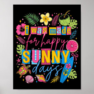 Farbige tropische Sommer-glückliches-Zitat-Strand- Poster