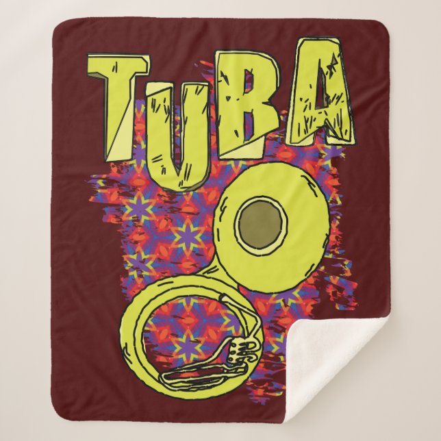 Farbige Tuba Text und Muster Sherpadecke (Vorderseite)
