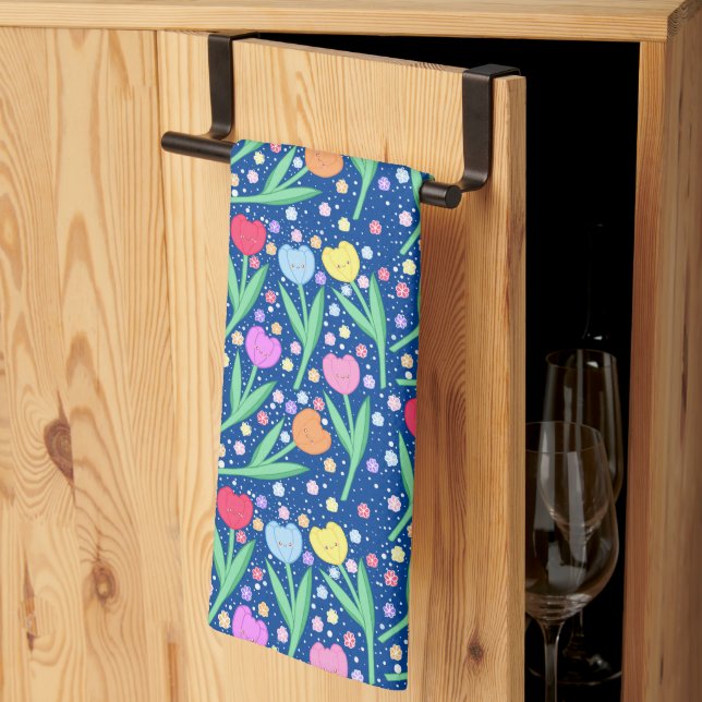 Farbige Tulip-Blume Geschirrtuch (Drittel gefaltet)