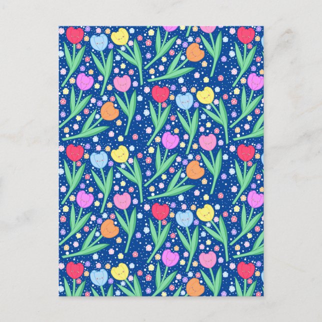 Farbige Tulip-Blume Postkarte (Vorderseite)