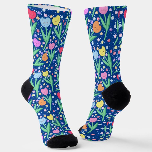 Farbige Tulip-Blume Socken (Gewinkelt)