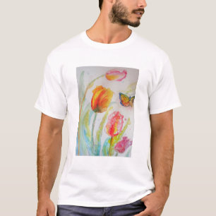 Farbige Tulip und Butterfly T-Shirt