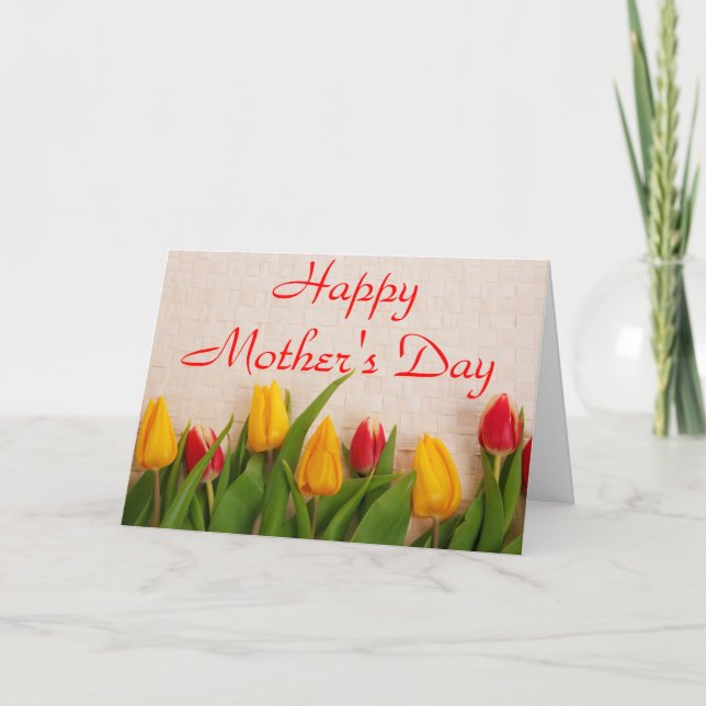 Farbige Tulips Muttertagskarte Karte (Vorderseite)