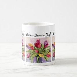 Farbige Tulips Wasserfarben-Blume Kaffeetasse