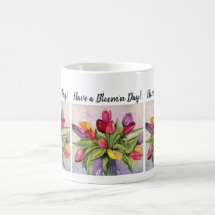 Farbige Tulips Wasserfarben-Blume Kaffeetasse