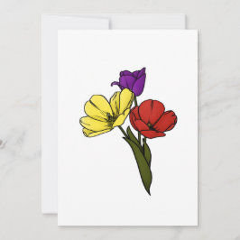 Farbige Tulissen in Gelb Lila und Rot Feiertagskarte