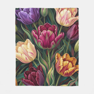 Farbige Tulpen-Blumenmalerei Fleecedecke