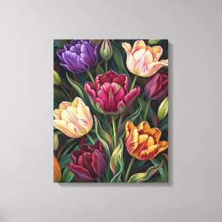 Farbige Tulpen-Blumenmalerei Leinwanddruck