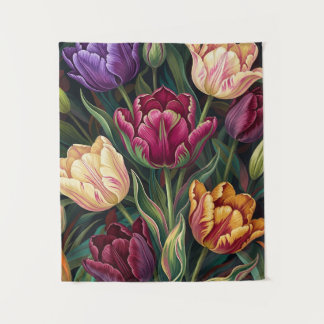 Farbige Tulpen-Blumenmalerei Wandteppich
